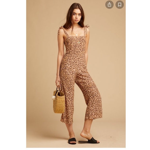 New faithfull the brand Elsa leopard print jumpsuit - Picture 1 of 10